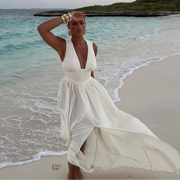 Andrea Iyamah Rexi Maxi Dress in Limestone - Picture 1 of 16